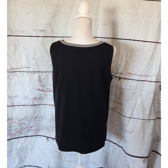 Misook Black Perforated Sleeveless Top Size Small - Picture 2 of 6